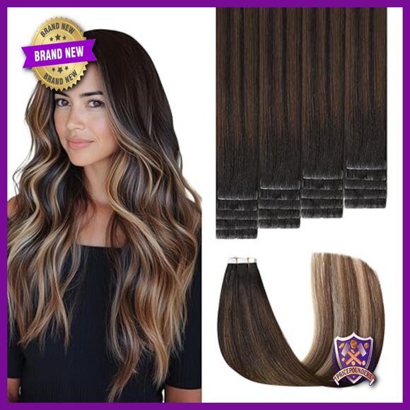 20 Inch Tape-In Human Hair Extensions, 45g, 20 Pieces, Super Invisible